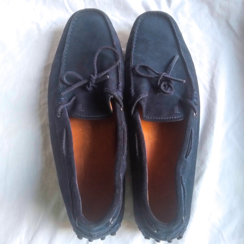 Tod's Blue Suede Leather Gommino Drivelrs / Leather Mens Size 11 Luxury Comfort